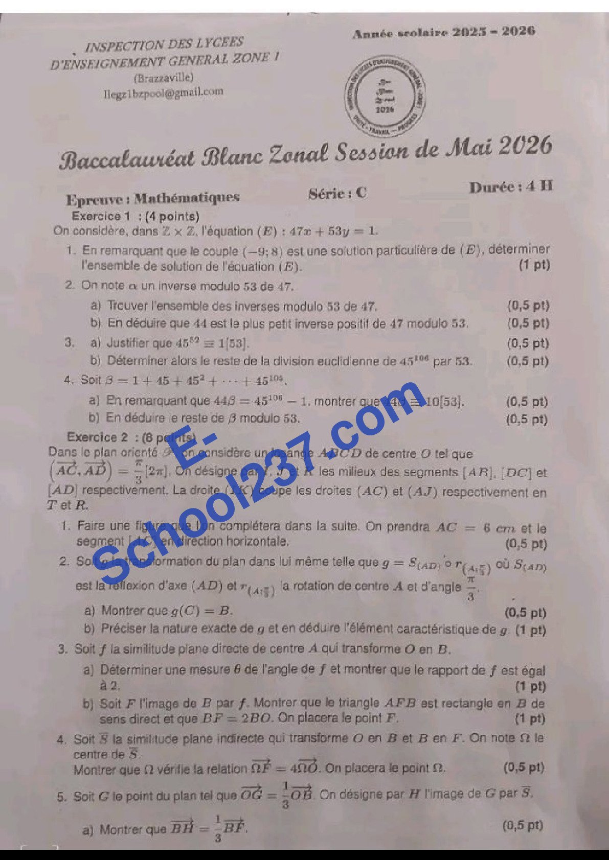 Bac blanc maths TC 2026 ILEGZ1